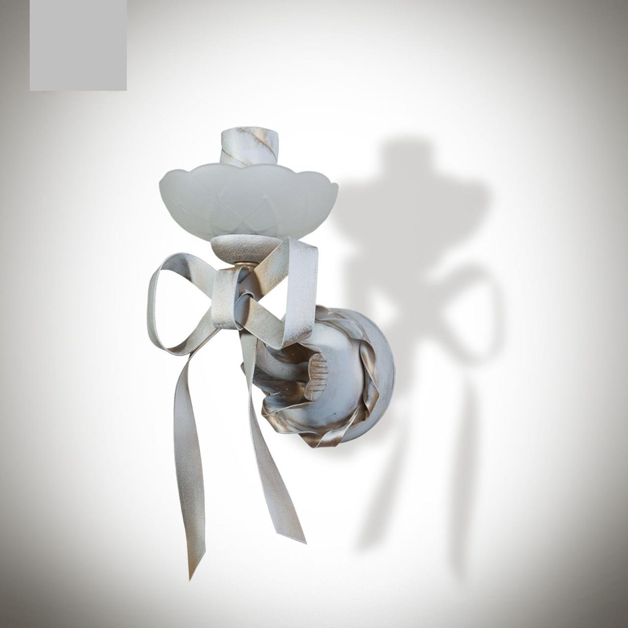 Белое бра с бантом, настенный светильник металлический, классический стиль 6301-1 серии "Сицилия" - фото 1 - id-p616584254