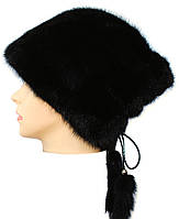 Хутряна шапка жіноча з норки, Альбіна (чорна), фото 2