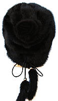 Хутряна шапка жіноча з норки, Альбіна (чорна), фото 3