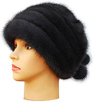 Зимова жіноча хутрова шапка норкова, Барбі (ірис), фото 2