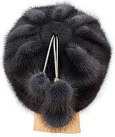 Зимова жіноча хутрова шапка норкова, Барбі (ірис), фото 3