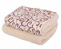 Одеяло двуспального размера из овечьей шерсти "Лери Макс" - коричневые вензеля