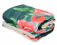 Одеяло Евро размера из овечьей шерсти "Лери Макс" красные розы