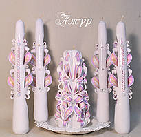 Набір весільних різальних свічок. Весільні свічки в пастельних тонах.