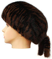 Жіночий хутряний Берет студент із норки (тигр), фото 2