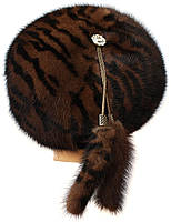 Жіночий хутряний Берет студент із норки (тигр), фото 3