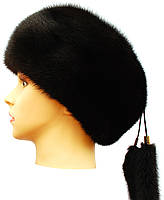 Жіночий хутряний Берет норковий студент (чорний), фото 2