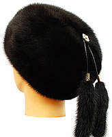 Жіночий хутряний Берет норковий студент (чорний), фото 3