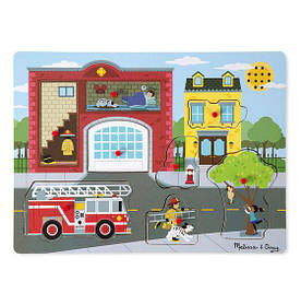 Рамка-вкладиш звуковий пазл "Пожежна частина" для дітей від 2 років /Around the Fire Station ТМ Melіssa & Doug MD10736