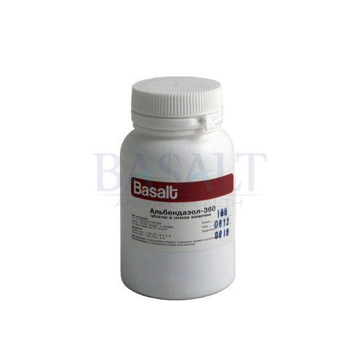 Альбендазол-360 №100 (зі смаком яловичини) (Базальт) таблетки від глистів для тварин