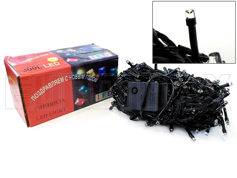 Гірлянда чорний провід 100LED (білий) LED100W-1-BLACK-LINE 100шт 8358