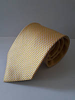 Краватка жовта (мікрофібра) у дрібну діагональну карту