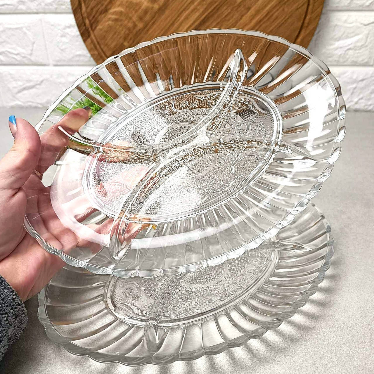 

Набор стеклянных менажниц 2 шт Конья 220*156 мм (54332), Прозрачный