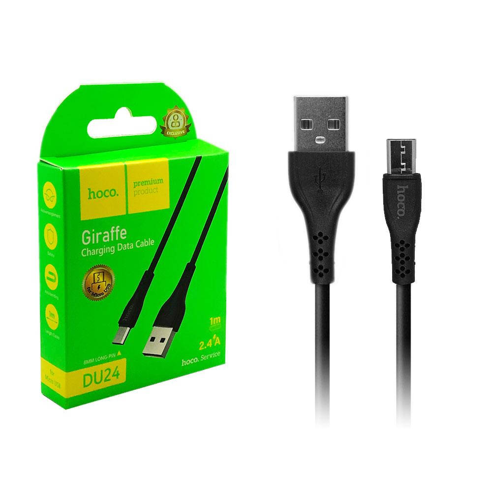 

Кабель microUSB Hoco DU24 Giraffe (Long pin) 1m (2.4A), Черный