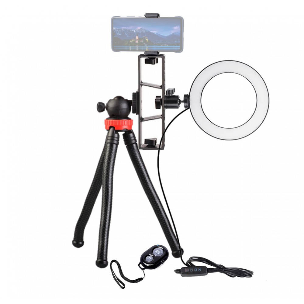 

Набор блогера на штативе с кольцевой лампой