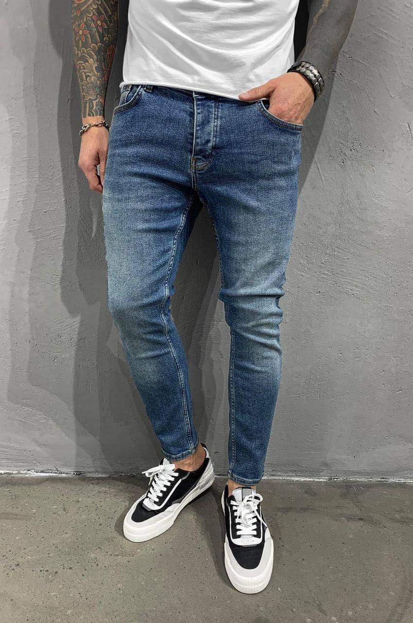 

Мужские стильные джинсы (синие с потёртостями) Новая модель 2020 32