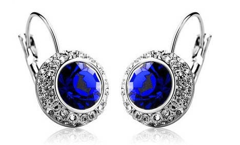 Сережки із синіми кристалами камені Swarovski (Сваровскі) es200, фото 2
