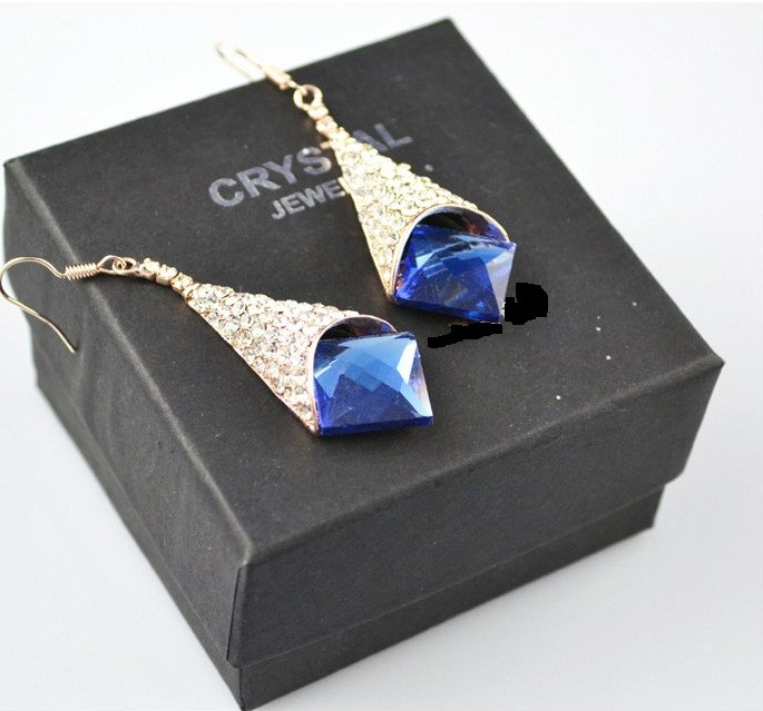 Сережки із синіми кристалами каменями Swarovski (Сваровскі) es252