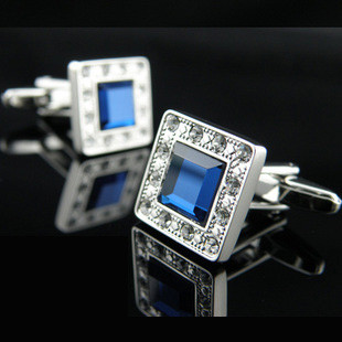 Запонки с синими кристаллами камнями Swarovski (Сваровски) zs20 - фото 1 - id-p616861001