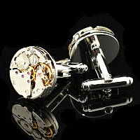 Запонки Watch Cufflinks Steampunk Silver Movement zs82