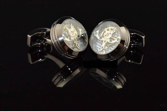 Запонки Watch Cufflinks zs88z + коробочка зміїна шкіра в подарунок, фото 2