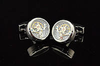 Запонки Watch Cufflinks zs88G + коробочка змеиная кожа в подарок