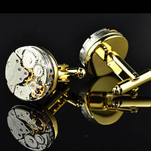 Запонки Watch Cufflinks Steampunk Silver Movement zs82gold