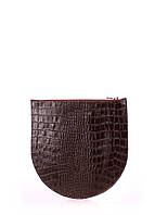 Кожаная косметичка-клатч POOLPARTY cosmetic-pp1-croco-brown