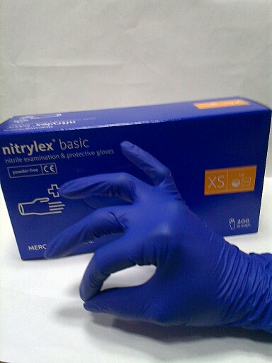 Рукавички NITRYLEX BASIC. раз. XSmall сині (100 пар)