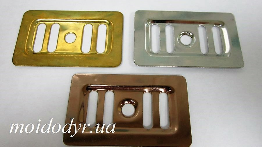 Накладка прямокутна на перелив для кухонної мийки 37 мм х 62 мм (латунь, мідь)