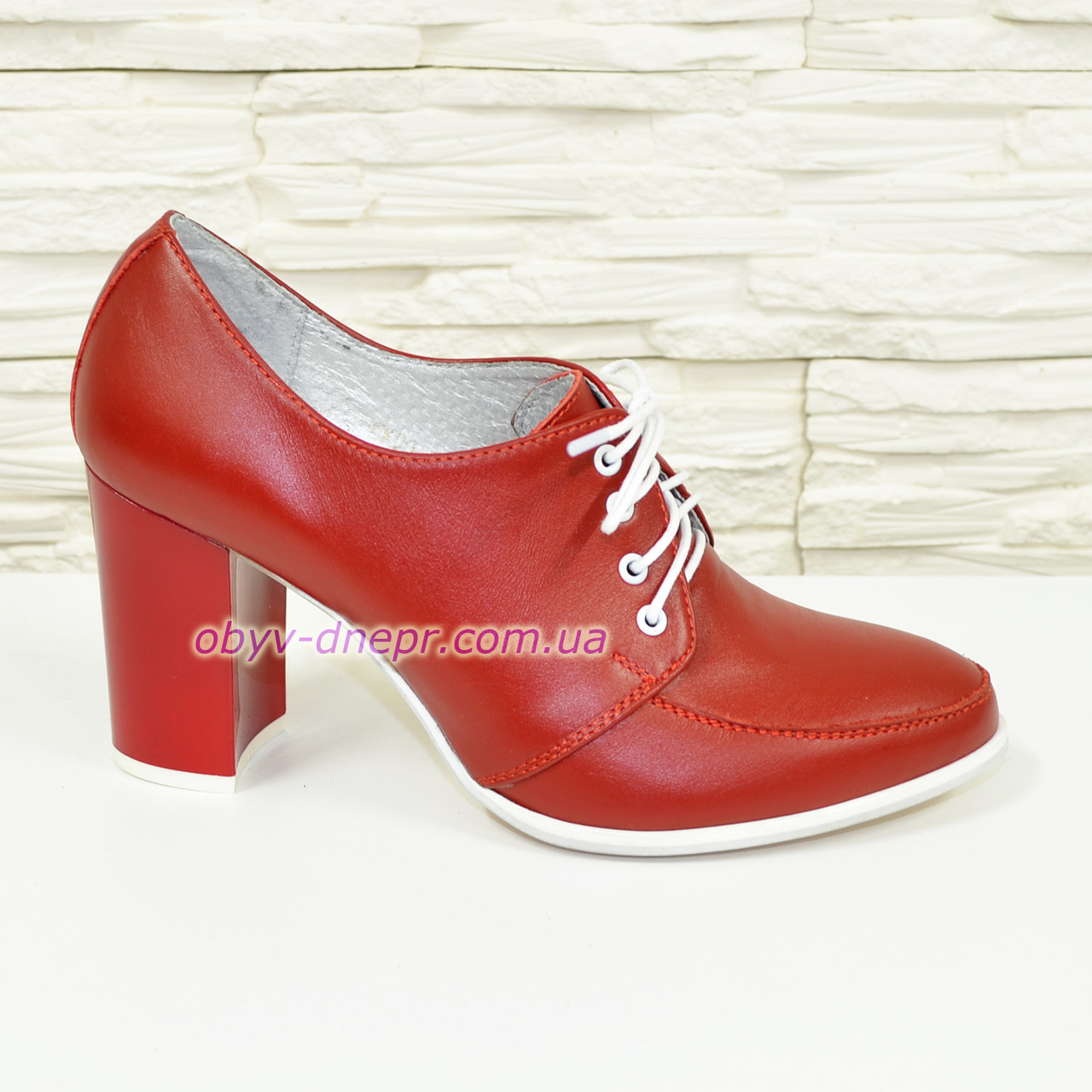 Туфлі жіночі червоні на високих підборах, натуральна шкіра