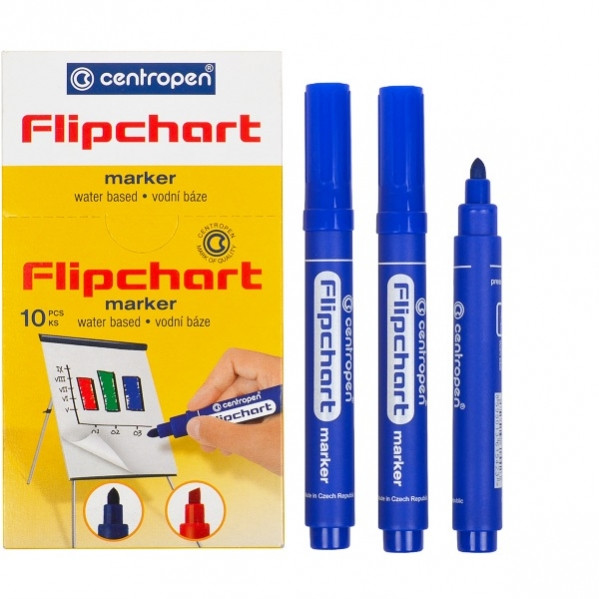 Маркер "Centropen" Flipchart круглий (синій) для паперу на водній основі, фото 1