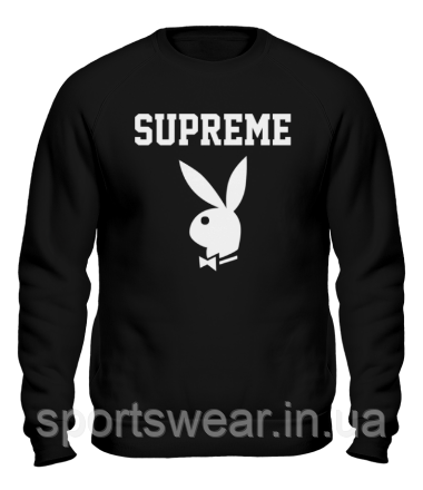 Світшот Supreme Playboy чорний з білим логотипом,унісекс (чоловічий,жіночий,дитячий) "" В стилі Supreme ""