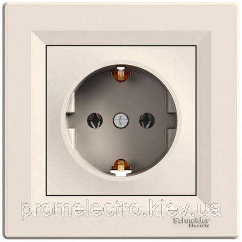 Розетка Schneider-Electric Asfora з заземленням кремовий EPH2900123, фото 1