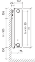 Радіатор PURMO Ventil Compact 22 300x800 нижнє підключення, фото 4