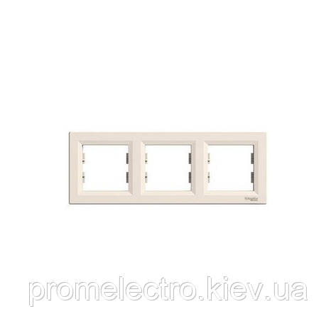Рамка Schneider-Electric Asfora 3-постова горизонтальна кремова EPH5800323, фото 1