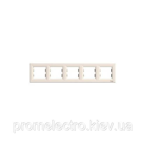 Рамка Schneider-Electric Asfora 5-постова горизонтальна кремова EPH5800523