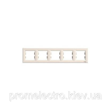 Рамка Schneider-Electric Asfora 5-постова горизонтальна кремова EPH5800523, фото 1