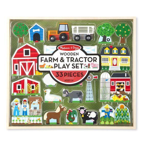 Дерев'яний набір "Ферма і трактор" для дітей з 3 років / Wooden Farm & Tractor Play Set (33 ел.) ТМ Melіssa & Doug MD14800