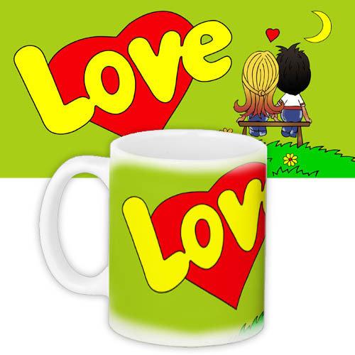 Чашка з принтом Love is... салатовая 330 мл (KR_L126)