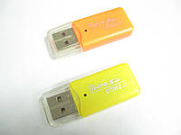 Кардридер универсальный Merlion CRD-1OR/VL TF/microSD, USB2.0, Orange/Yellow, OEM Q50