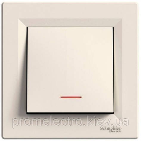 Вимикач Schneider-Electric Asfora 1-клавіатури з підсвічуванням кремовий EPH1400123, фото 1