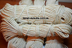 6 мм - 50 м. Мотузка, канат сизалевий світлий