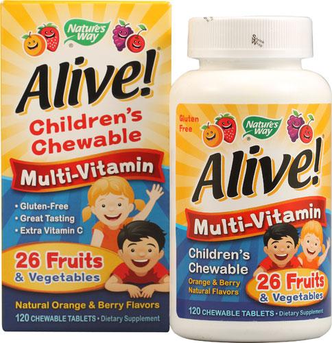 Nature's Way Alive!® Children's Chewable Multi-Vitamin Orange and Berry, 120 шт