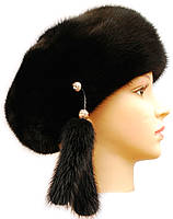 Жіночий хутряний бере з норки Ромашка (чорний), фото 2