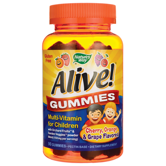 Nature's Way Alive!® Gummies Multi-Vitamin for Children Natural Cherry Grape and Orange на пектині, 90 шт