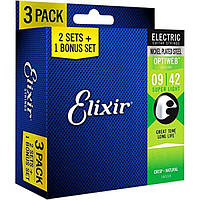 Струны Elixir 16550 Optiweb Nickel Plated Steel Super Light 9-42 3 sets