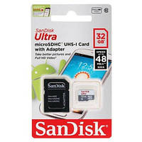 Карта памяти MicroSD SanDisk 32GB Class 10 UHS-I 48Mb/s + адаптер