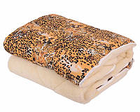 Одеяло двуспальное из овечьей шерсти "GOLD" - леопардовый окрас