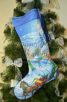 Пошитий новорічний чобіток для вишивання "Напередодні свята" ТР-165 (Барвиста вишиванка)